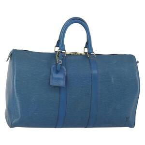LOUIS VUITTON Epi Keepall 45 Boston Bag Blue M42975 LV Auth 155009
